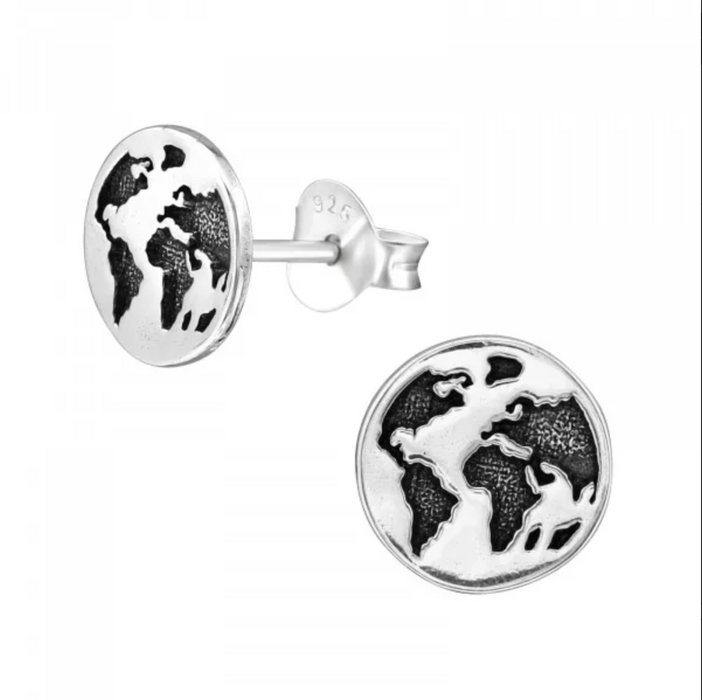 Earth Sterling Silver Stud Earrings