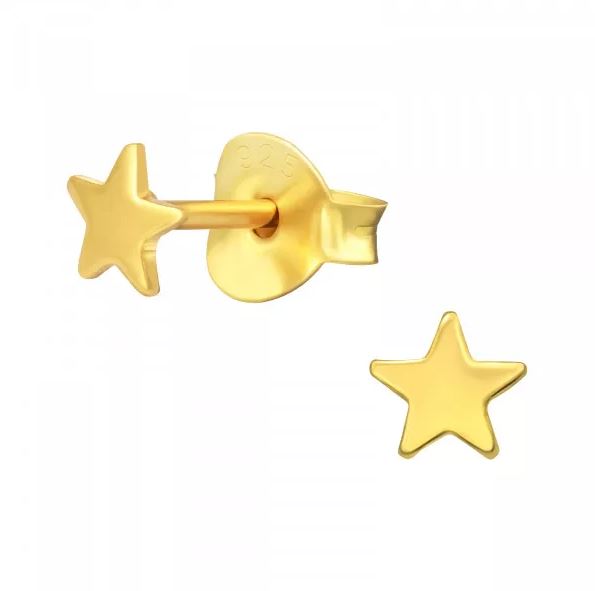 Mini Star Sterling Silver Gold Stud Earrings