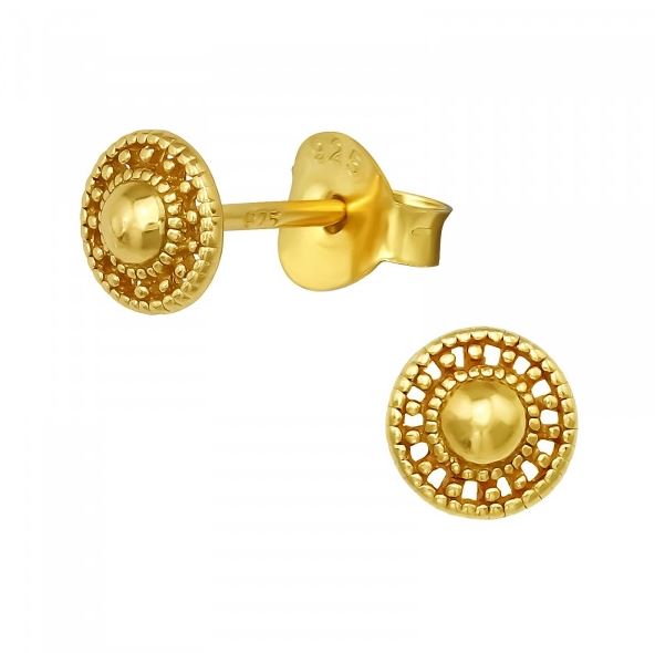 Golden Circle Sterling Silver Stud Earrings
