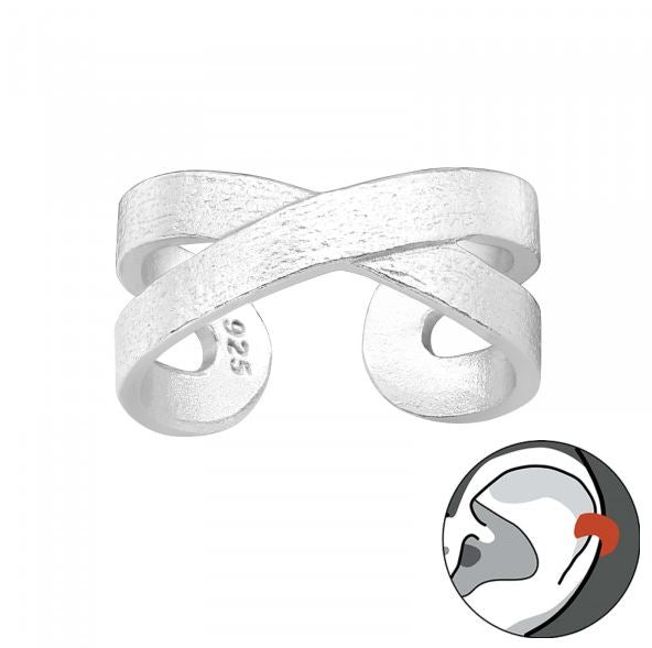 Cross Sterling Silver Ear Cuff – Brushed Finish