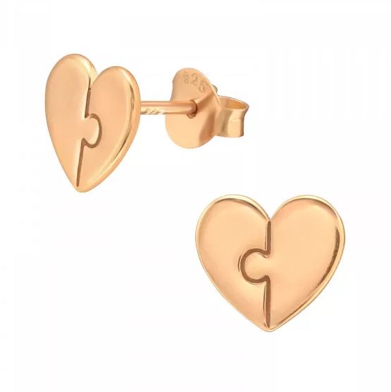 Heart Sterling Silver Stud Earrings – Rose Gold Finish