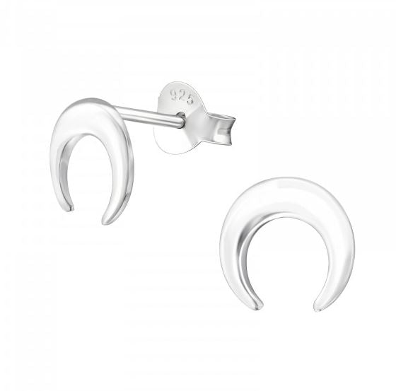 Moon Sterling Silver Stud Earrings