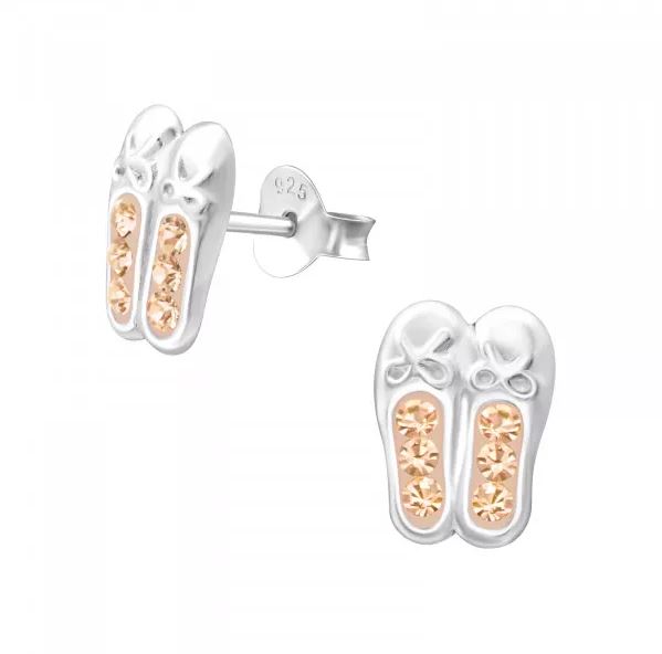 Ballerina Shoes Sterling Silver Stud Earrings