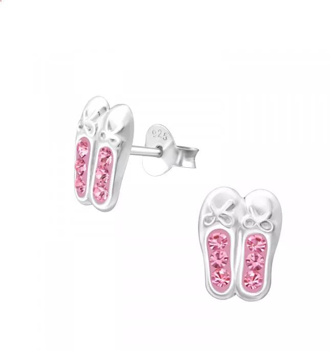 Ballerina Shoes Sterling Silver Stud Earrings